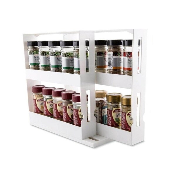 Slide Cabinet Organiser Rack Storage Pantry Kitchen Shelf Spice Jars Can Holder