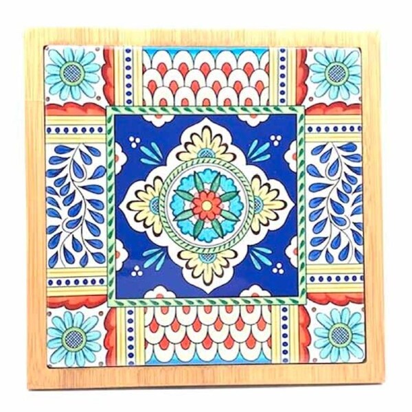 Tiled Trivet Moroccan Square Hot Pot Holder 22x22cm