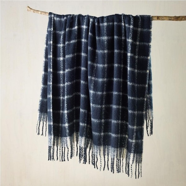 Bianca Maldon Throw Rug Faux Mohair Indigo
