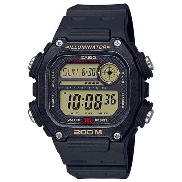 Casio DW-291H-9A Black & Gold 200m Men's Multifunction Digital Sports Watch