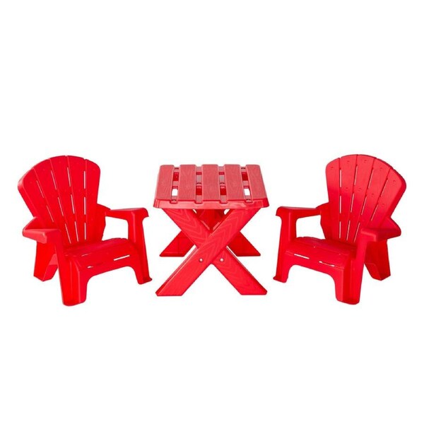Hacienda Kids Durable Table and Two Child-sized Chairs Set - Red