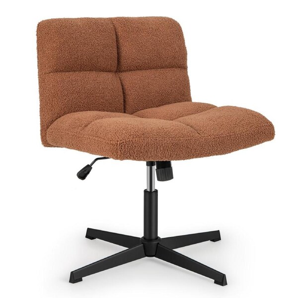Giantex Modern Armless Office Chair Adjustable Height Leisure Chair Vanity Chair Brown