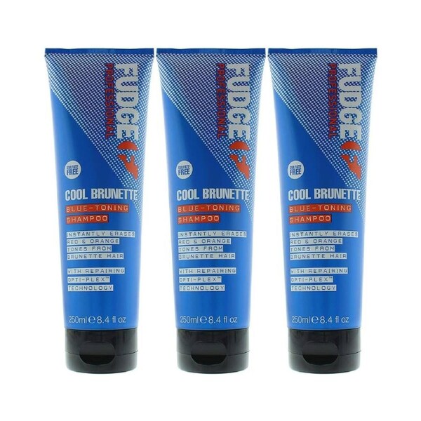 3x Fudge 250ml Blue Toning Shampoo - Erases Red & Orange from Cool Brunette Hair
