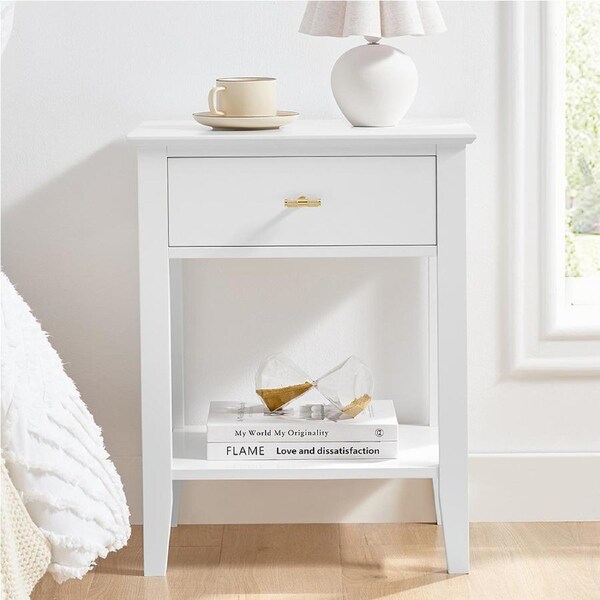Harper 1 drawer side table - White
