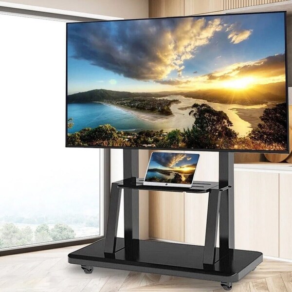 Solid Mobile TV Trolley Rolling Floor Stand Mount Universal Flat Panel 40-100