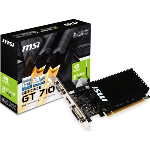 MSI nVidia Geforce GT 710 2GB LP Low Profile VGA CARD GDDR3 2560x1600 1xHDMI 1xDVI PCIE2.0x16 954 MHz Core Clock