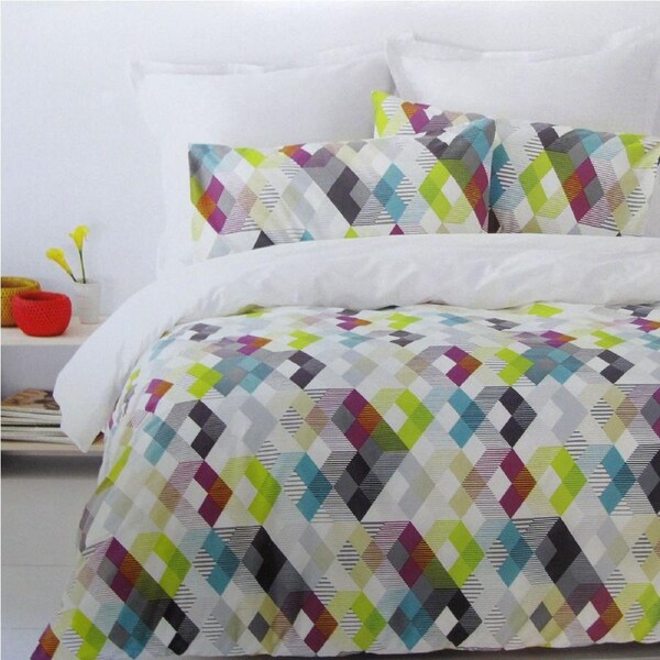 Metropolitan 250TC Kensington Yellow Geometric Quilt Cover Set Queen