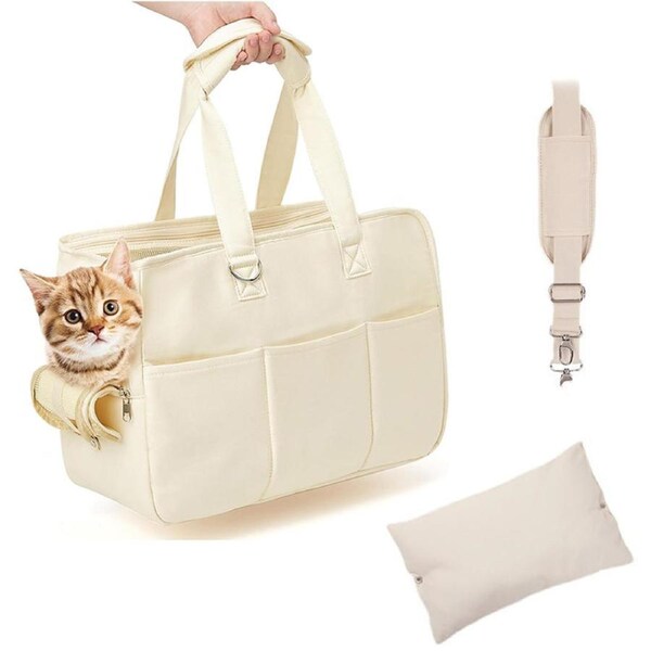 Catzon Portable Pet Carrier Bag with Shoulder Strap & Cushion for Dog Cat-M