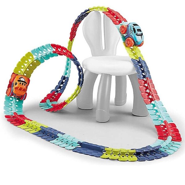 Catzon 92 Pcs Car Track Toy with LED Light Up Race Car for 3+ Year Old Kids