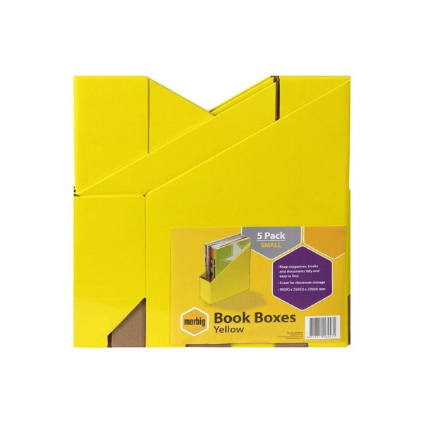 5pc Marbig 27x9cm Magazine Book Storage Holder Box File Organiser Sml Yellow