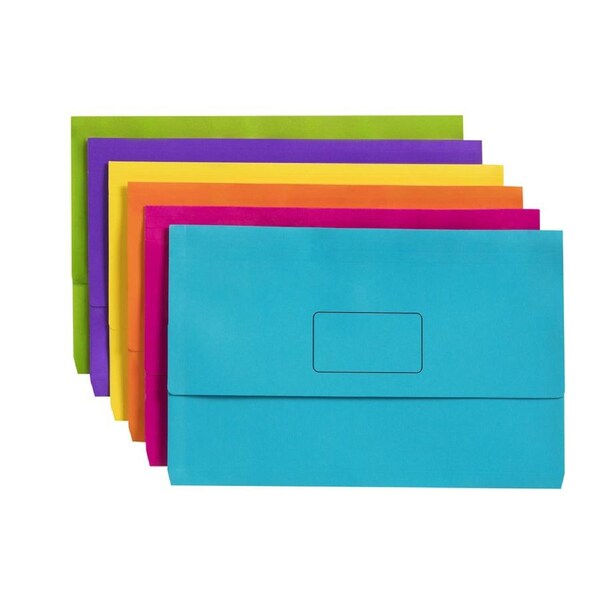 40pc Marbig Slimpick Brights Foolscap Document Wallet Paper Storage Assorted