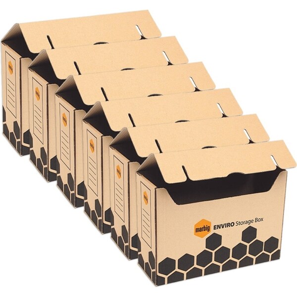 6PK Marbig Enviro 37.5cm Storage Box File/Filing Fooscap-Size Document Organiser