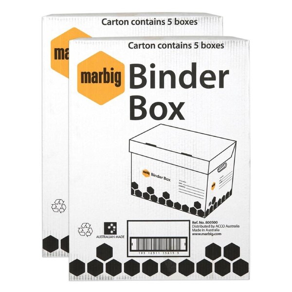2pc Marbig 48cm Binder/Document Archive Storage Filing Box Office Organiser