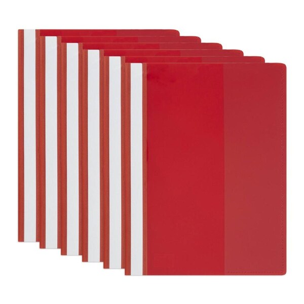 6PK Marbig Deluxe A4 Flat File Document Folder Paper Organiser w/ Fastener Red