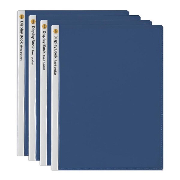 4PK Marbig 20-Page A4 Non-Refillable Document/File Display Book w/ Cover - Blue