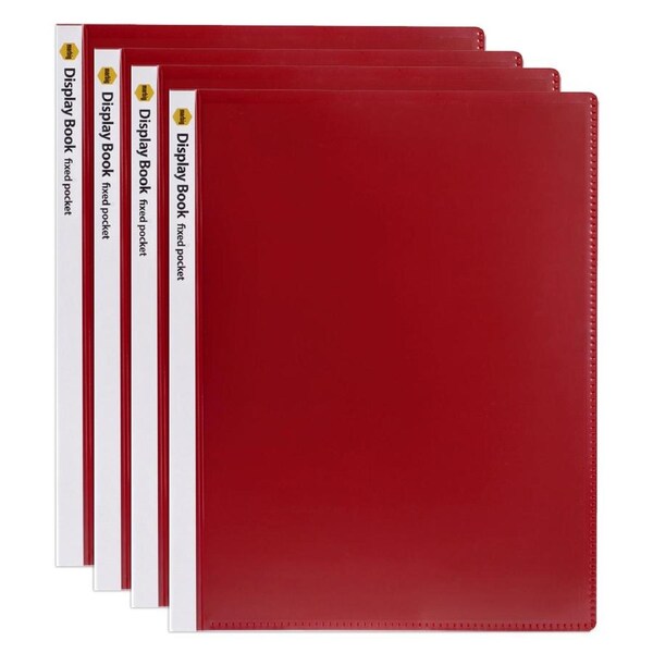 4PK Marbig 40-Page A4 Non-Refillable Document/File Display Book w/ Cover - Red