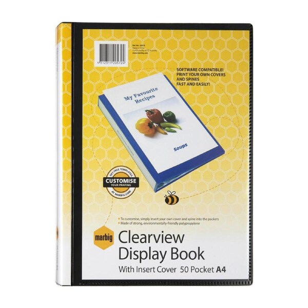 Marbig PP Clearview 50-Page A4 File Display Book Document/Paper Holder Black