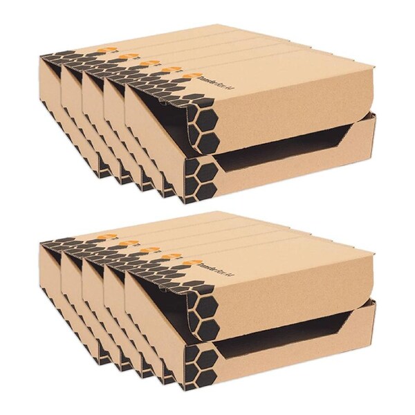 10pc Marbig Enviro A4 File/Document Transfer Box/Archive Filing Storage Brown