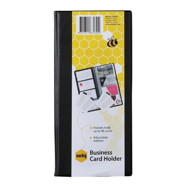 Marbig 96-Slot Plastic Indexed Business Card Holder Book Portable Organiser