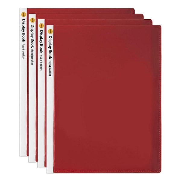 4PK Marbig 20-Page A4 Non-Refillable Document/File Display Book w/ Cover - Red
