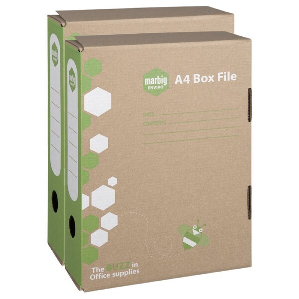 2PK Marbig Secure Fitting A4 File 80mm Kraft Box/Filling Document Storage Brown