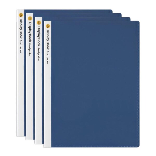 4PK Marbig 40-Page A4 Non-Refillable Document/File Display Book w/ Cover - Blue