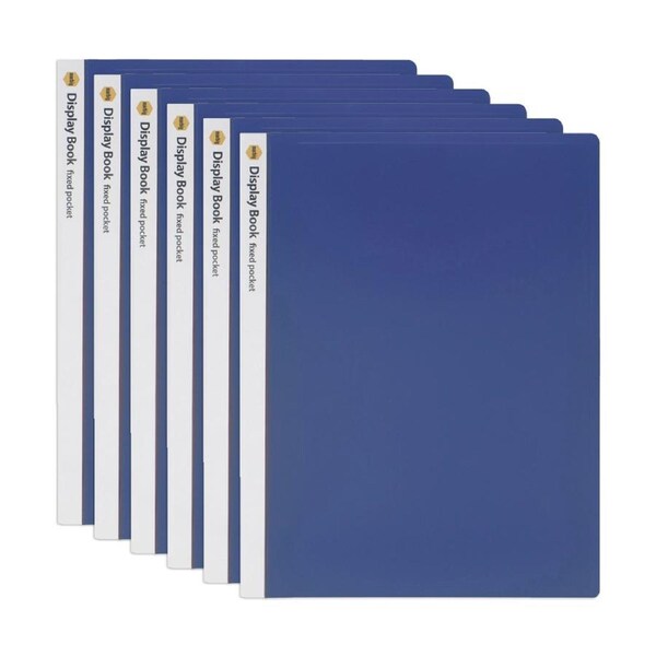 6PK Marbig 20 Fixed Pocket A4 Document Holder Display Book Organiser - Blue