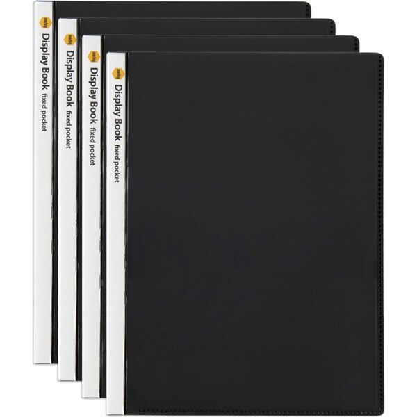 4PK Marbig 20-Page A4 Non-Refillable Document/File Display Book w/ Cover - Black