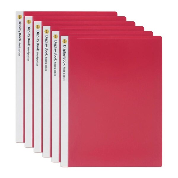 6PK Marbig 20-Pocket Non-Refillable Document/File Display Book Organiser - Red