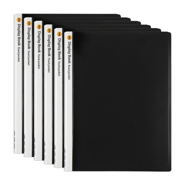 6PK Marbig 20 Fixed Pocket A4 Document Holder Display Book Organiser- Black