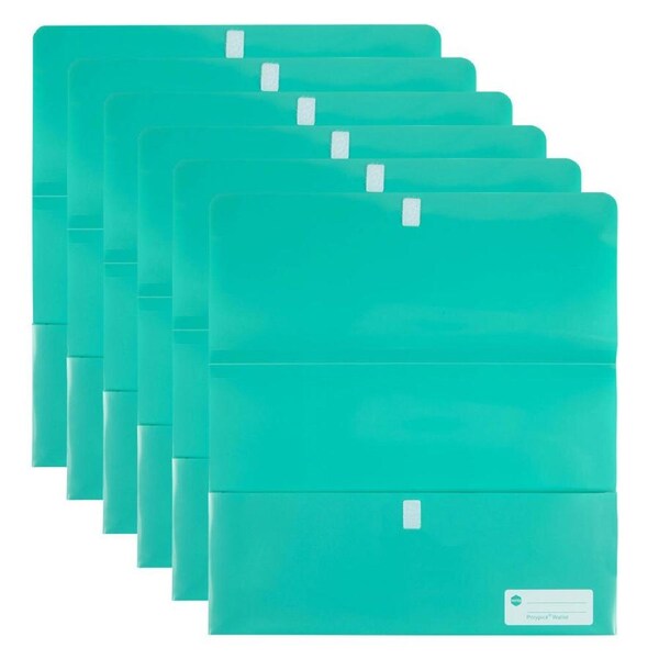 6PK Marbig Durable Footscalp Polypick Documents Holder Filing Wallet - Teal