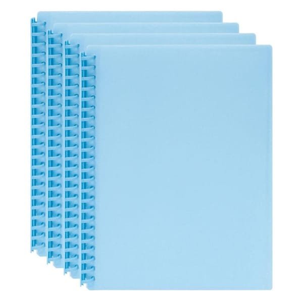 4PK Marbig 20-Pocket A4 Refillable Document Display Book w/Insert Cover - Blue