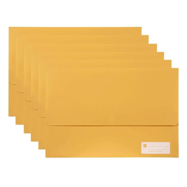 6PK Marbig Durable Footscalp Polypick Documents Holder Filing Wallet - Yellow