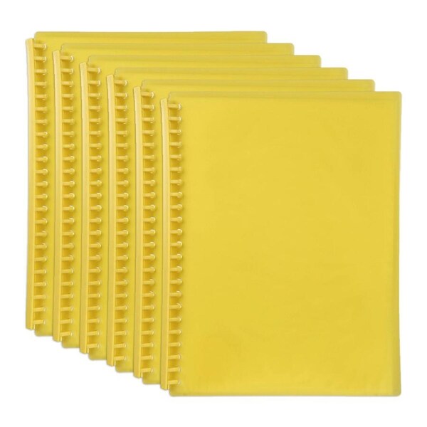 6PK Marbig 20-Pocket A4 Refillable Document Display Book - Translucent Yellow