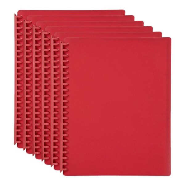 6PK Marbig 20-Pocket A4 Refillable Document/File Holder Display Book - Red