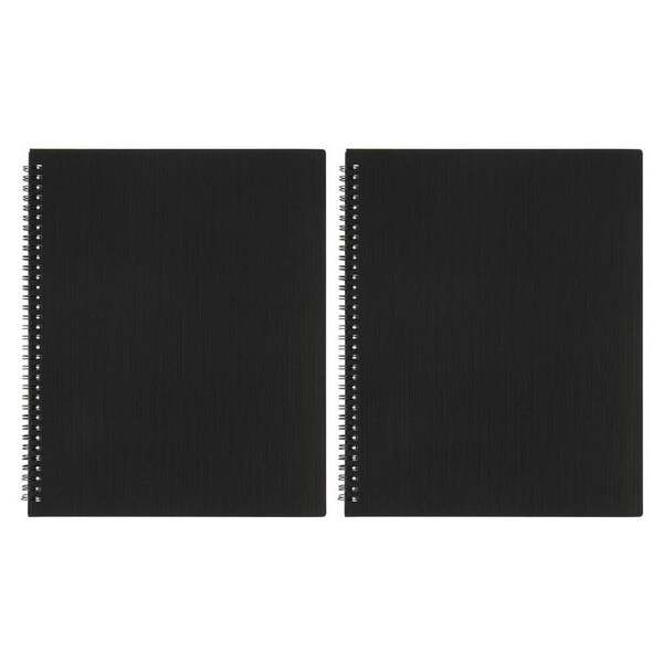 2PK Marbig 30 Fixed Pocket A4 Document/File Twin Wire Display Book - Black