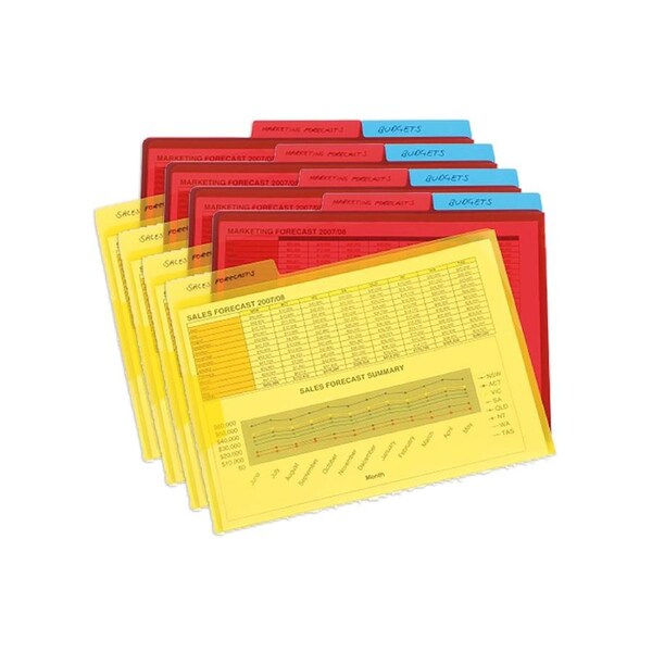 12pc Marbig A4 File Letter Secure Flap-Tab Docu/Paper Holder Office Organiser