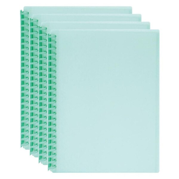 4PK Marbig 20-Pocket A4 Refillable Document Display Book w/Insert Cover - Green