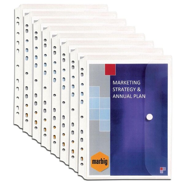 8PK Marbig Binder Wallet Sleeve Protector A4 File Paper Document Pocket Clear