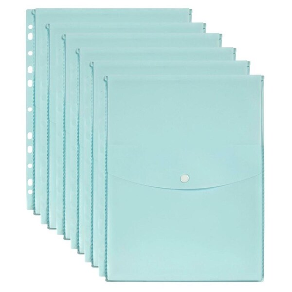 6PK Marbig Pastel Top Open A4 Ring Binder Wallet Pocket Stationery Holder Blue