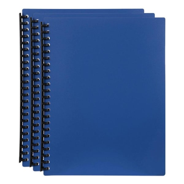 3PK Marbig 40-Pocket A4 Refillable Document/File Holder Display Book - Blue