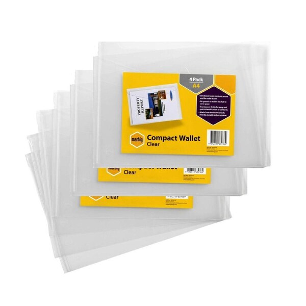 12pc Marbig Compact A4 FIle Document Wallet Paper Holder Envelope Organiser CLR
