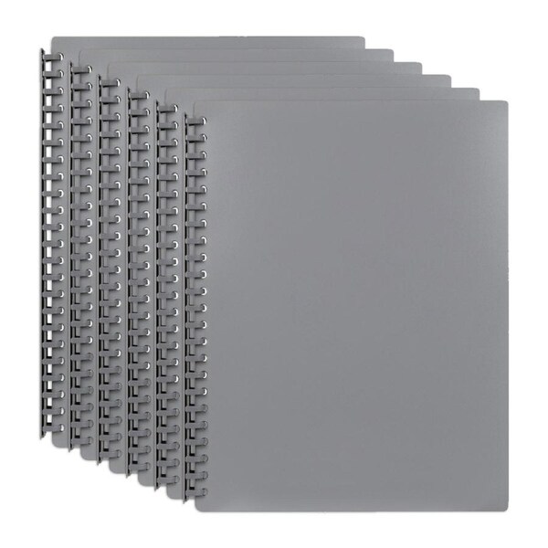 6PK Marbig 20-Pocket A4 Refillable Document/File Holder Display Book - Grey
