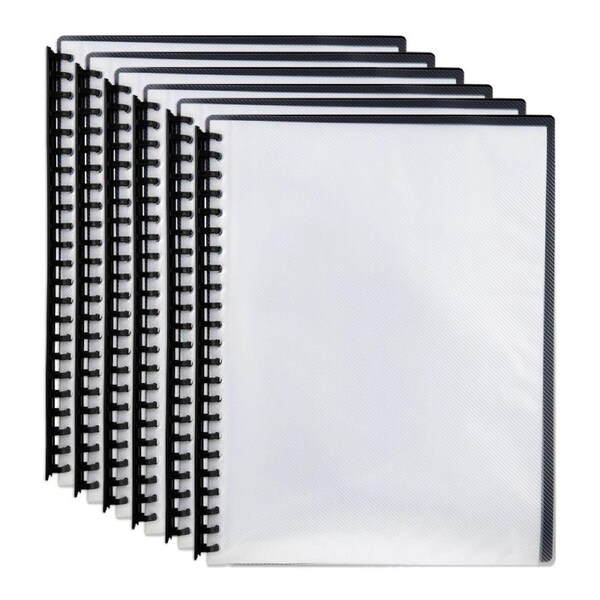 6PK Marbig 20-Pocket A4 Refillable Document Display Book - Clear Front/Black