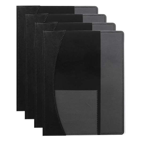 4PK Marbig Premier A4 Flat File Document/Page Paper Organiser Display Folder BLK