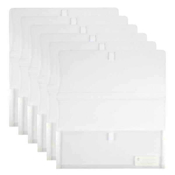 6PK Marbig Durable Footscalp Polypick Documents Holder Filing Wallet - Clear