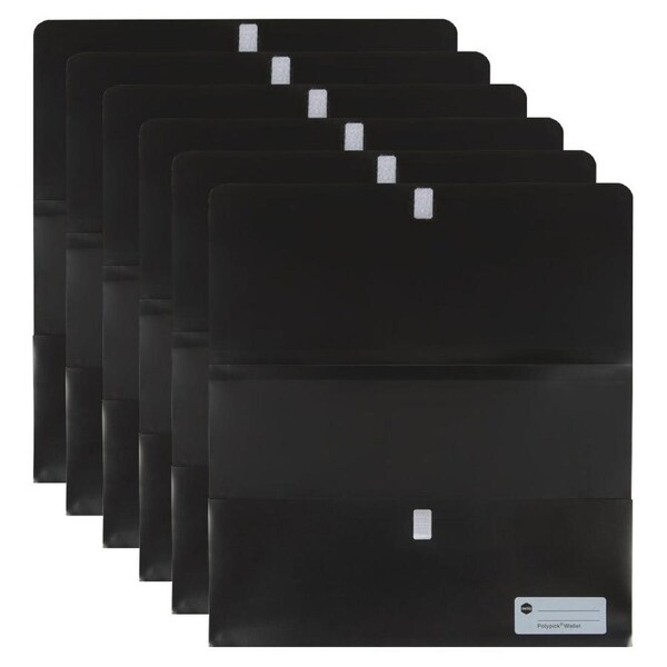6PK Marbig Durable Footscalp Polypick Documents Holder Filing Wallet - Black