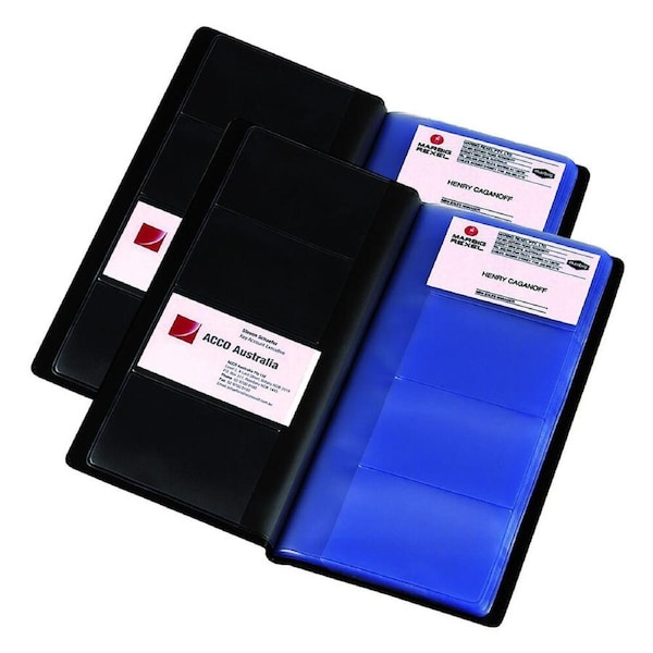 2PK Marbig 208 Business Card 13cm Book Holder Storage Organiser Rectangle Blk