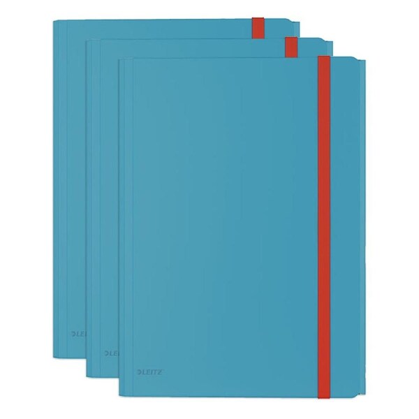 3PK Leitz Cosy 3-Flap Document A4 Folder w/ Pocket File Holder Organiser Blue