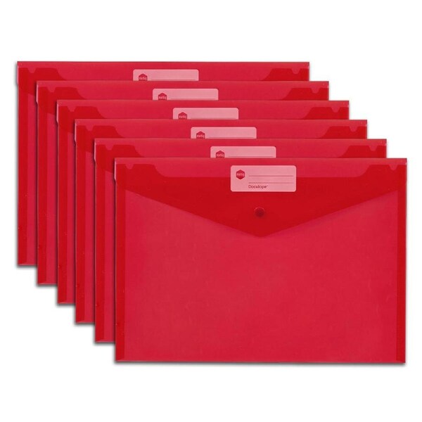 10PK Marbig PP A4 File Doculope 150pg Document Wallet Office Paper Organiser Red